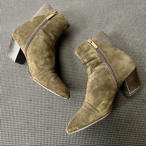 Aquatalia Herb Green Brown Suede Waterproof Bootie